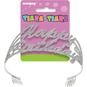 Plastic Glitter Script Happy Birthday Tiara