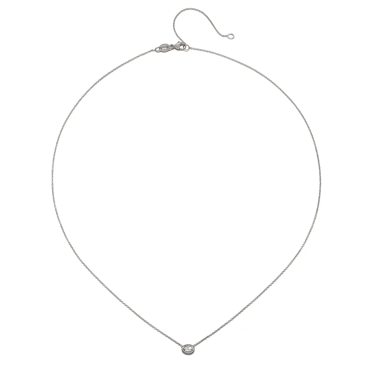 Platinum Rose Cut Oval Diamond Necklace