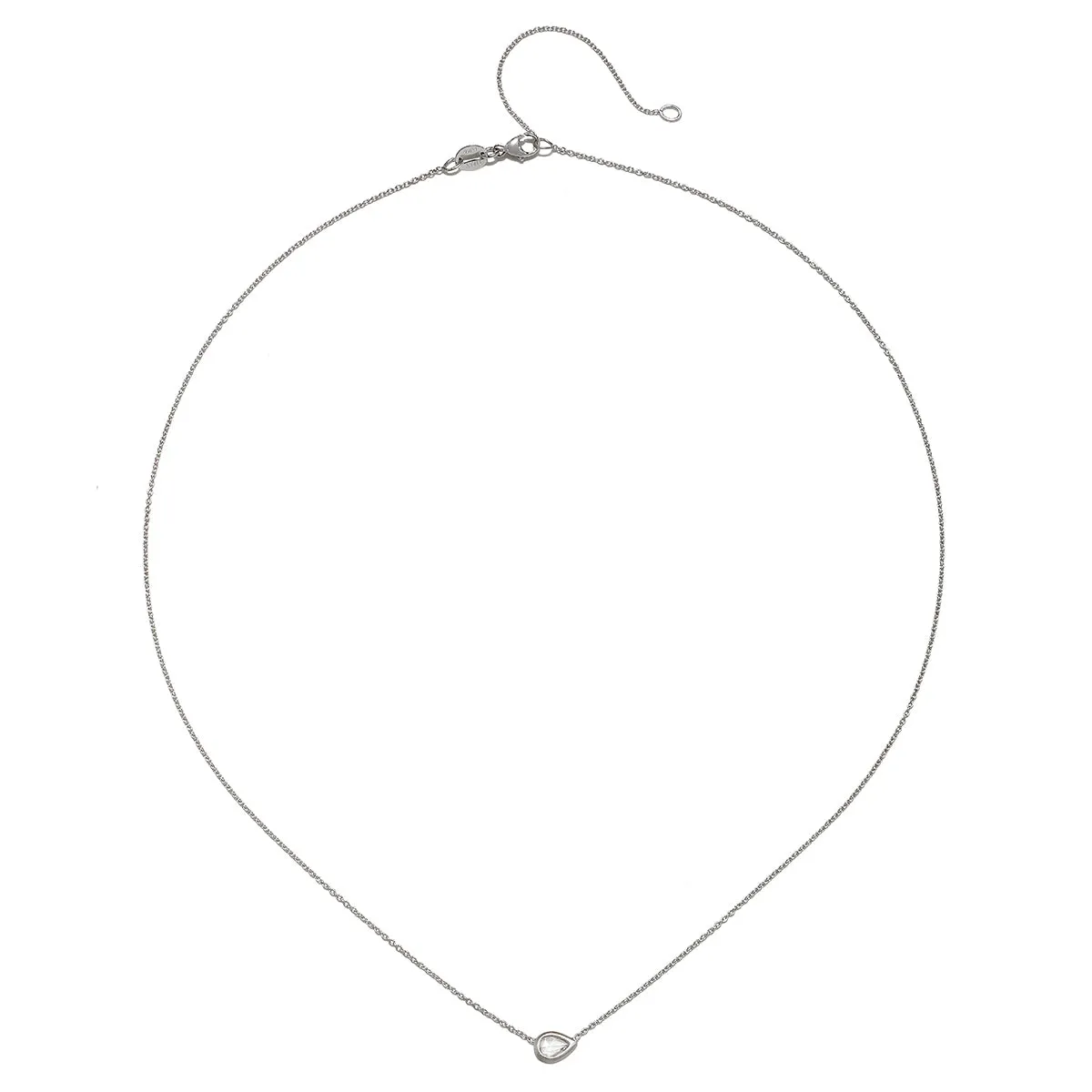 Platinum Rose Cut Pear Shaped Diamond Necklace