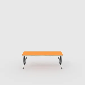 Plywood Bench Seat with Black Hairpin Legs - Formica Levante Orange - 1200(w) x 400(d)