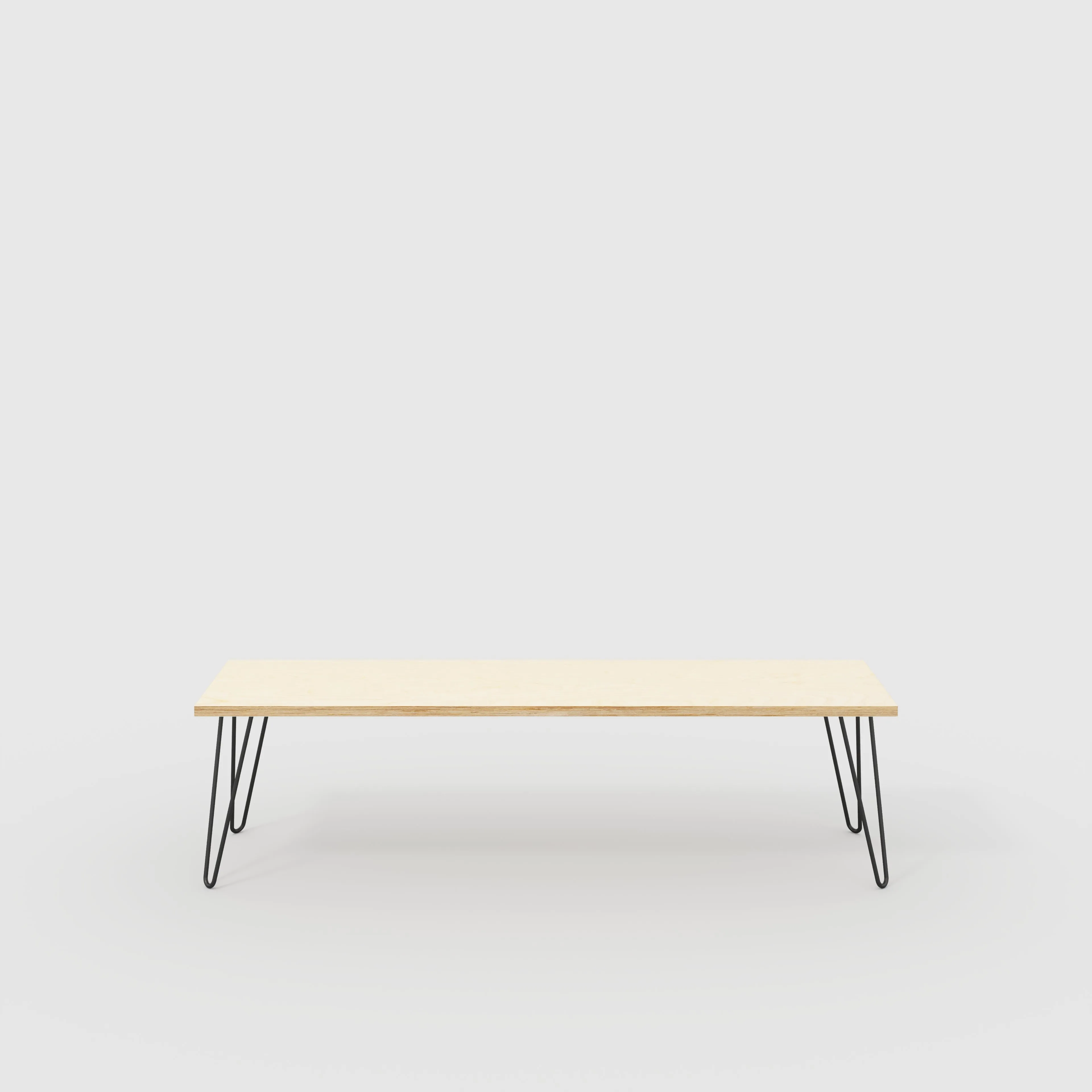 Plywood Bench Seat with Black Hairpin Legs - Plywood Birch - 1600(w) x 400(d)