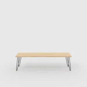 Plywood Bench Seat with Black Hairpin Legs - Plywood Oak - 1600(w) x 400(d)