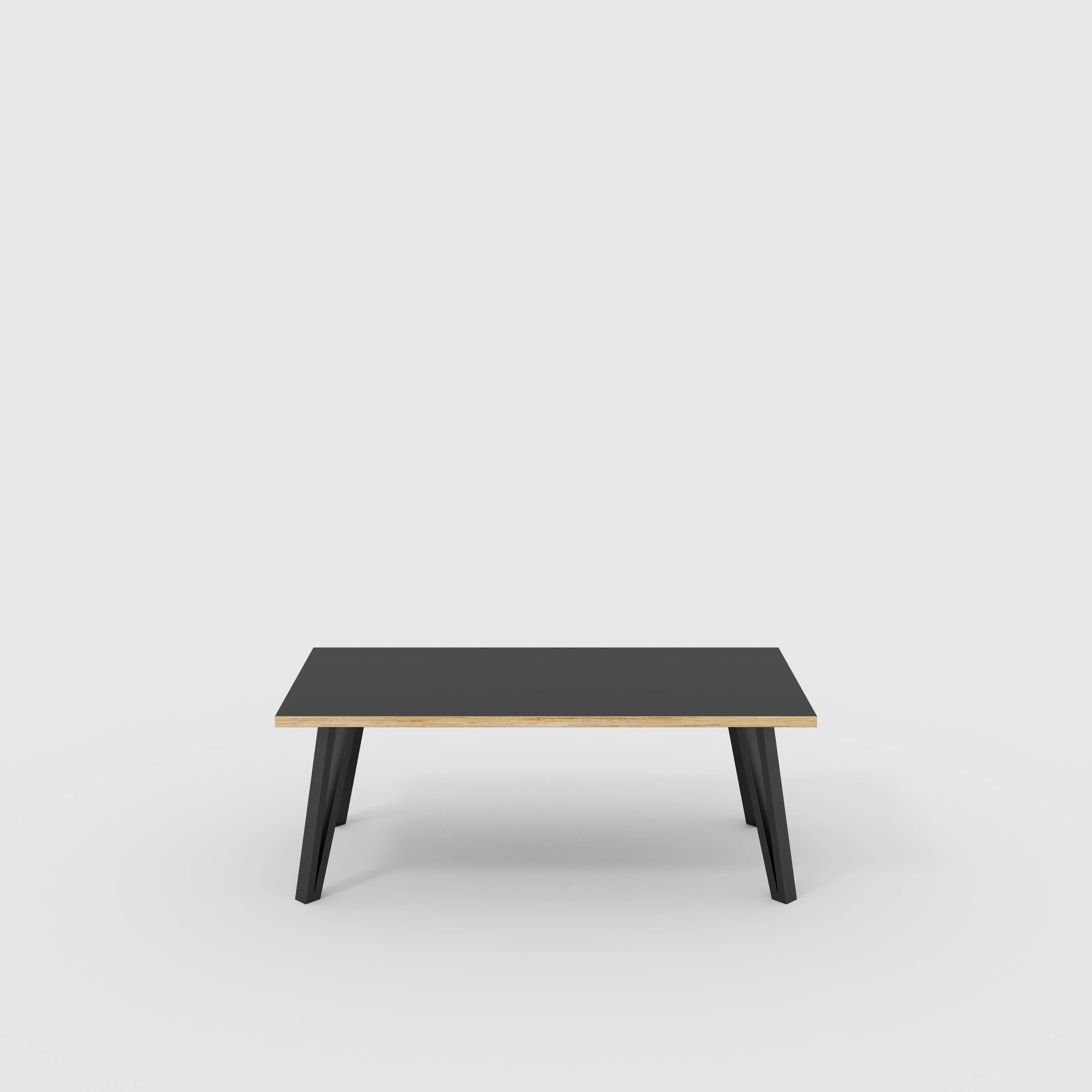 Plywood Coffee Table with Black Box Hairpin Legs - Formica Diamond Black - 1200(w) x 600(d) x 425(h)