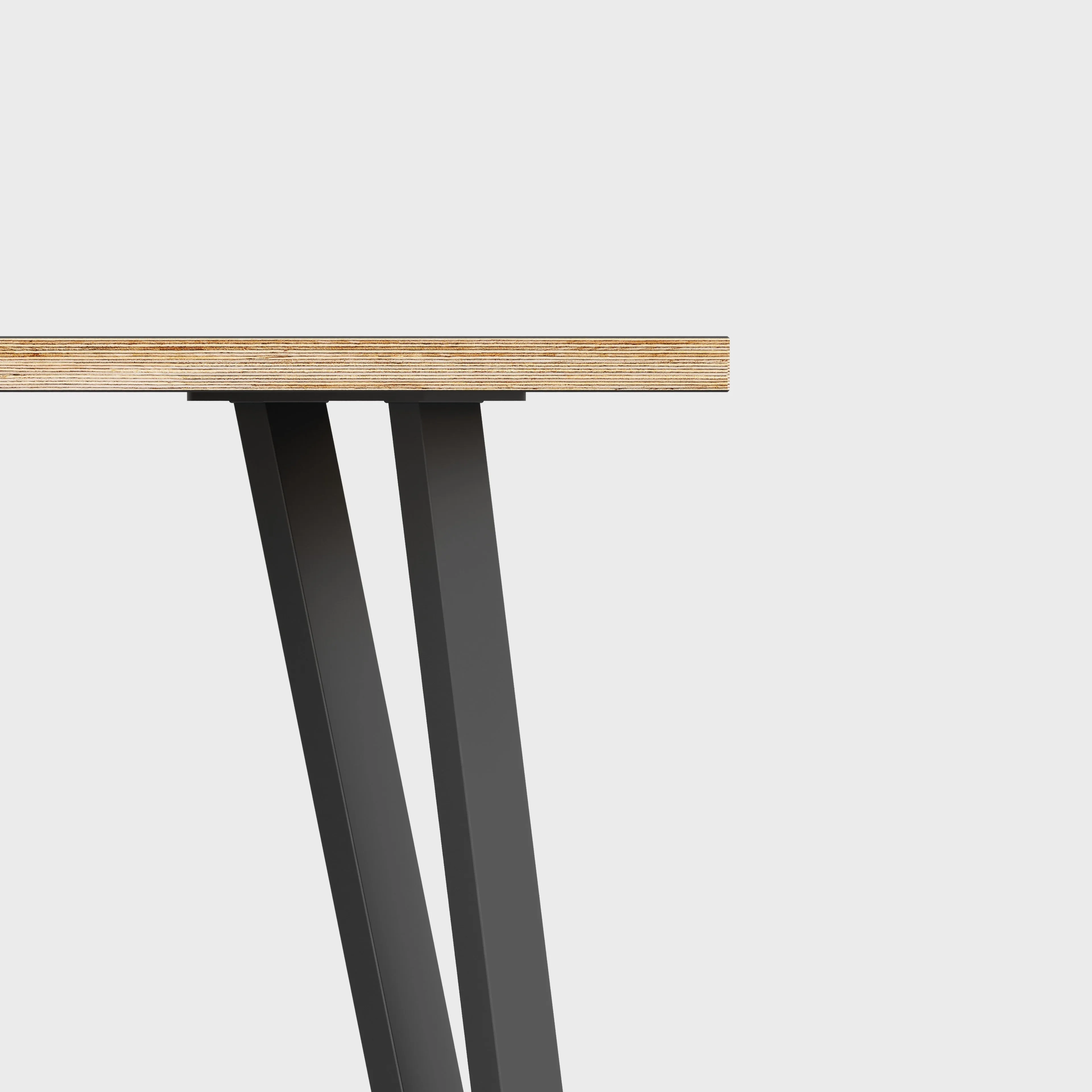 Plywood Coffee Table with Black Box Hairpin Legs - Formica Tornado Grey - 800(w) x 800(d) x 425(h)