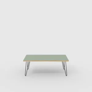 Plywood Coffee Table with Black Hairpin Legs - Formica Green Slate - 1200(w) x 600(d) x 425(h)