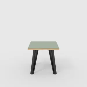 Plywood Side Table with Black Box Hairpin Legs - Formica Green Slate - 500(w) x 500(d) x 425(h)