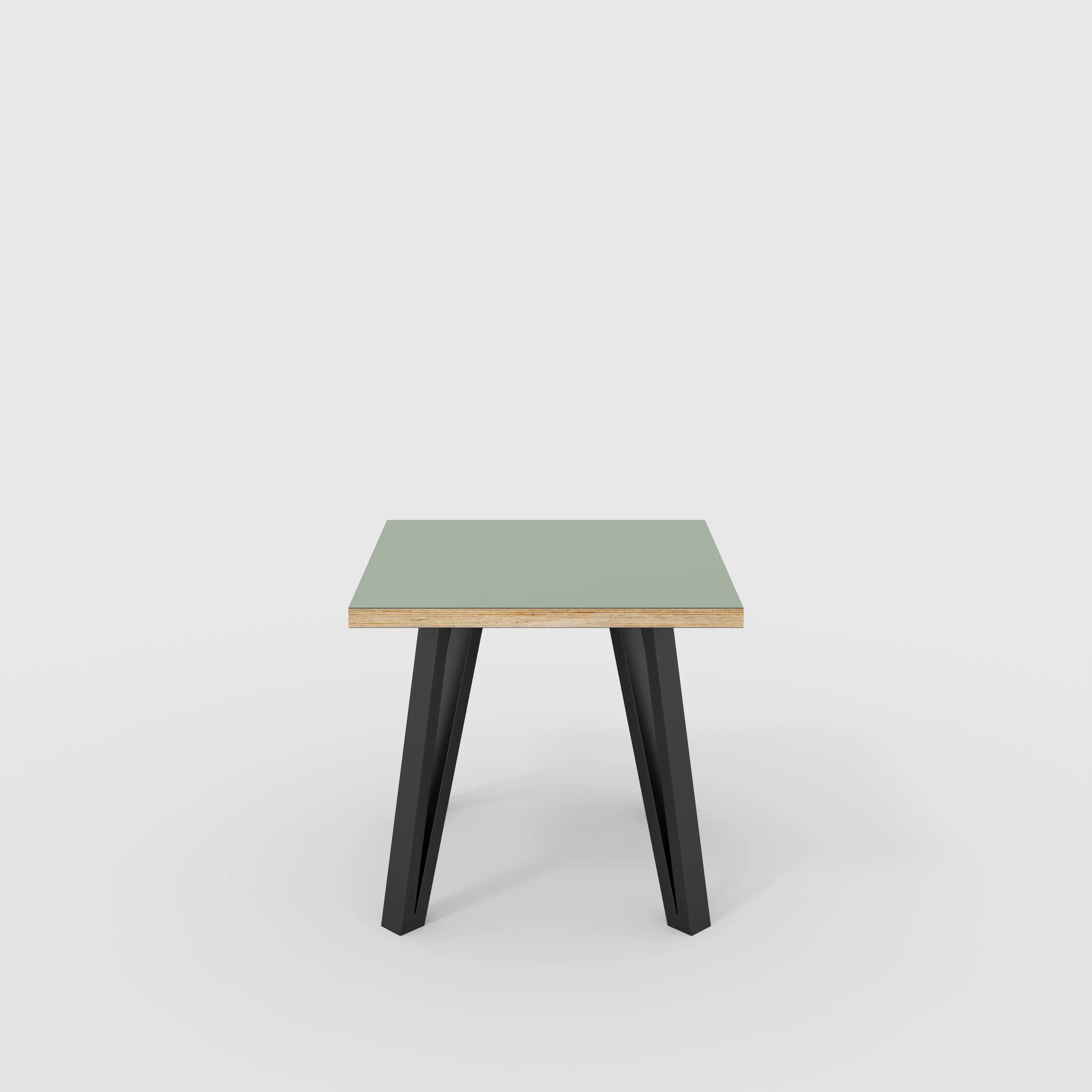 Plywood Side Table with Black Box Hairpin Legs - Formica Green Slate - 500(w) x 500(d) x 425(h)
