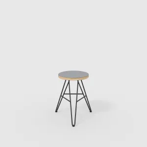 Plywood Stool with Black Hairpin Base - Formica Tornado Grey