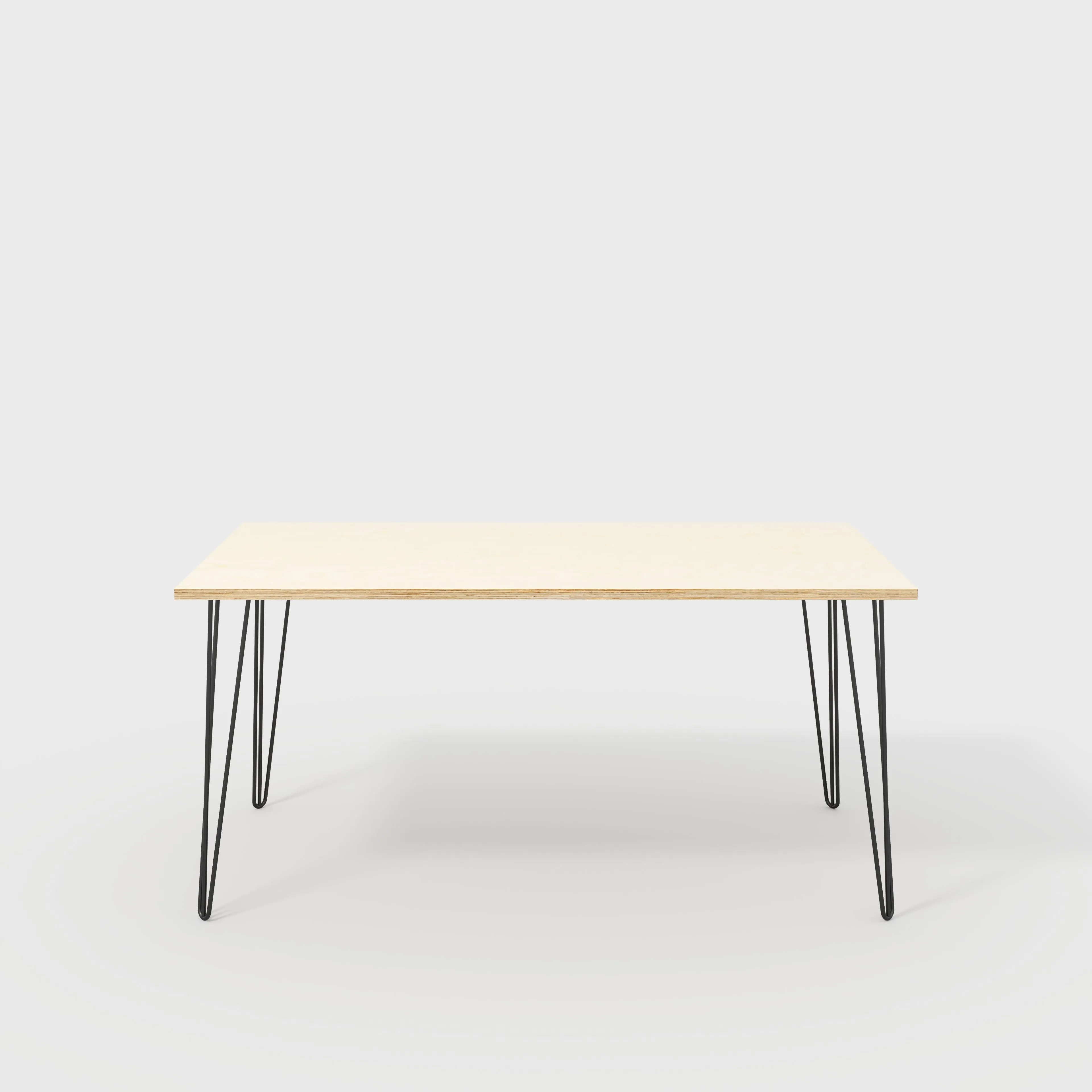 Plywood Table with Black Hairpin Legs - Plywood Birch - 1600(w) x 800(d)