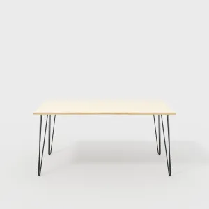 Plywood Table with Black Hairpin Legs - Plywood Birch - 1600(w) x 800(d)