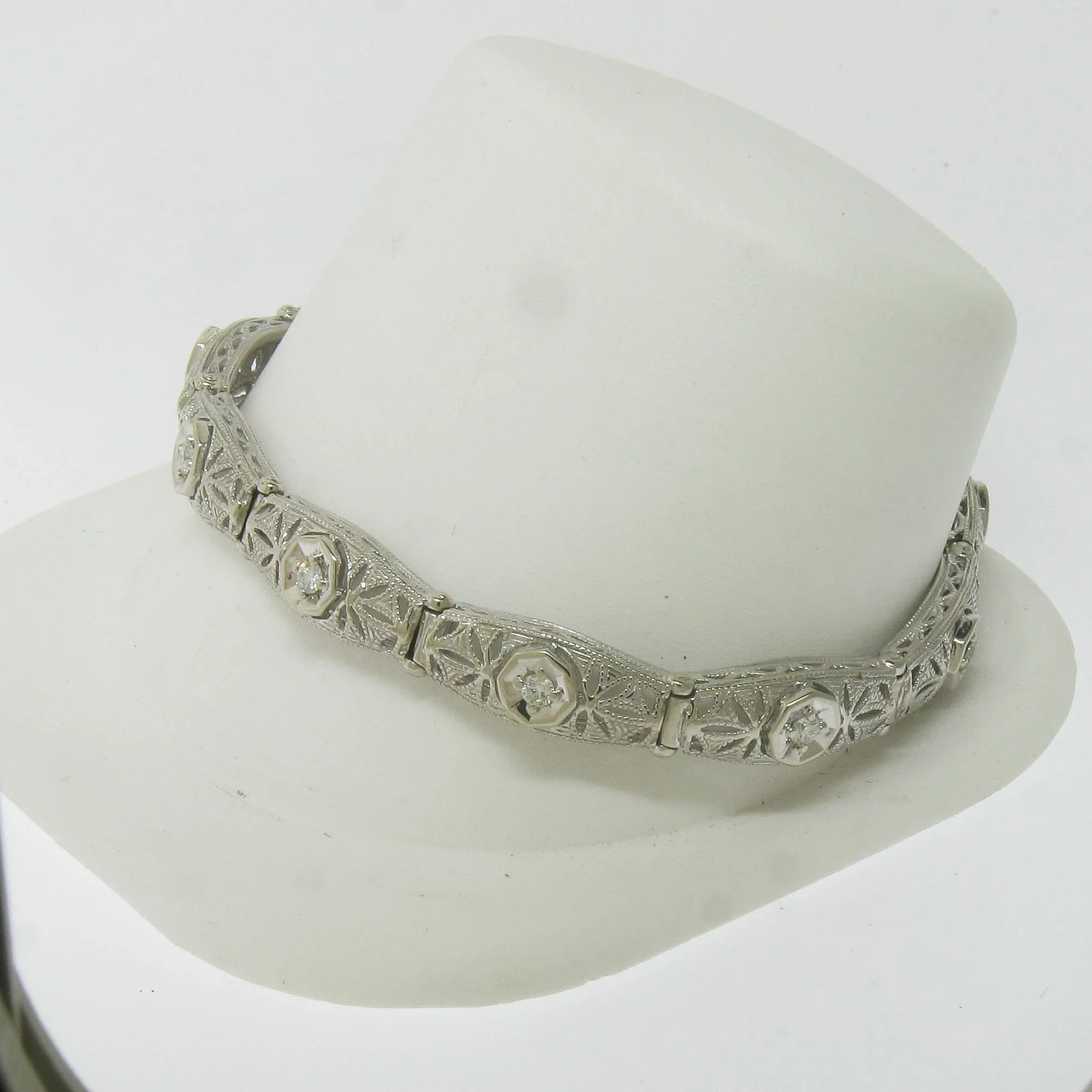 Pre-Owned 14KW Kaspar & Esh 7.5" Sectional Bracelet with Diamond Accents .60CTTW