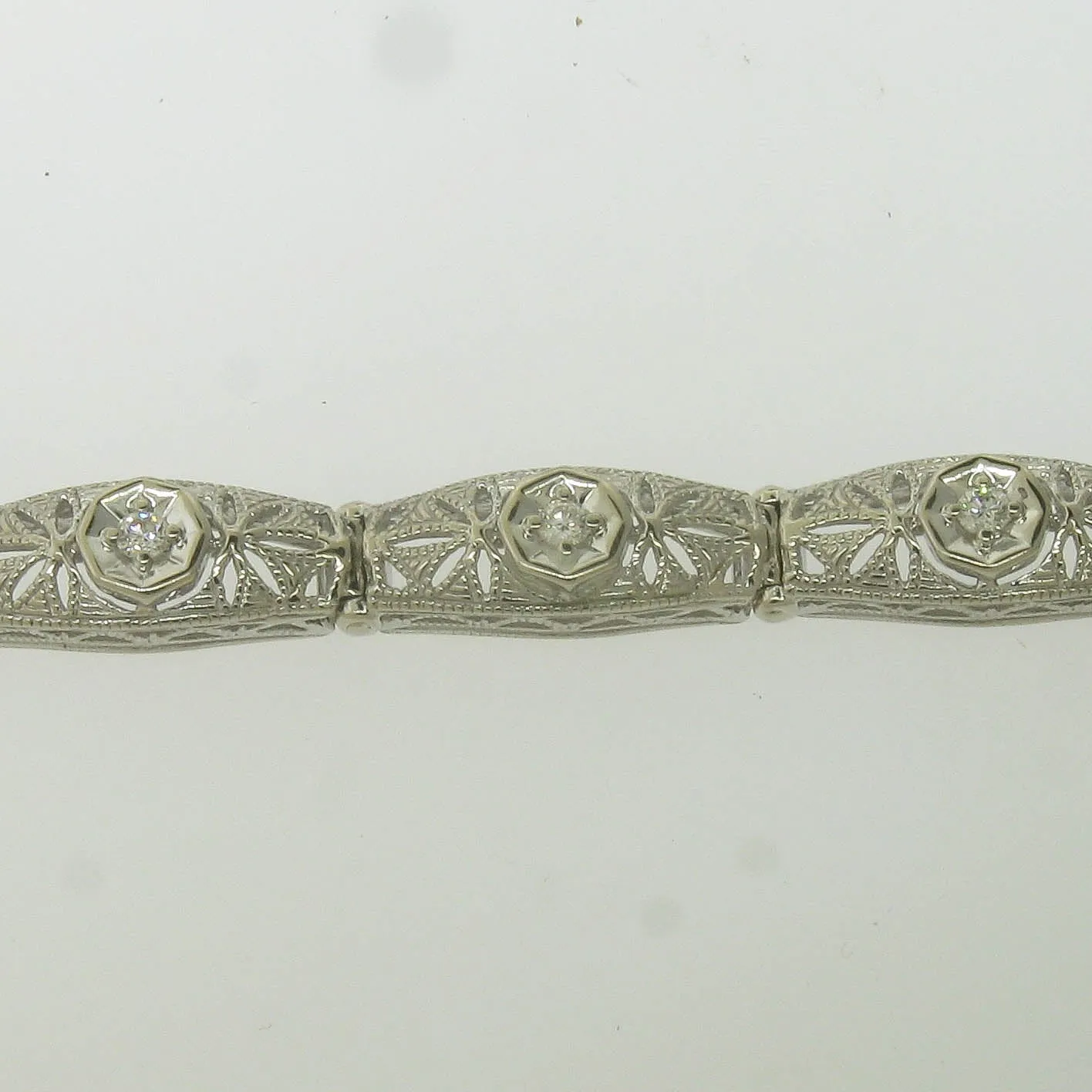Pre-Owned 14KW Kaspar & Esh 7.5" Sectional Bracelet with Diamond Accents .60CTTW
