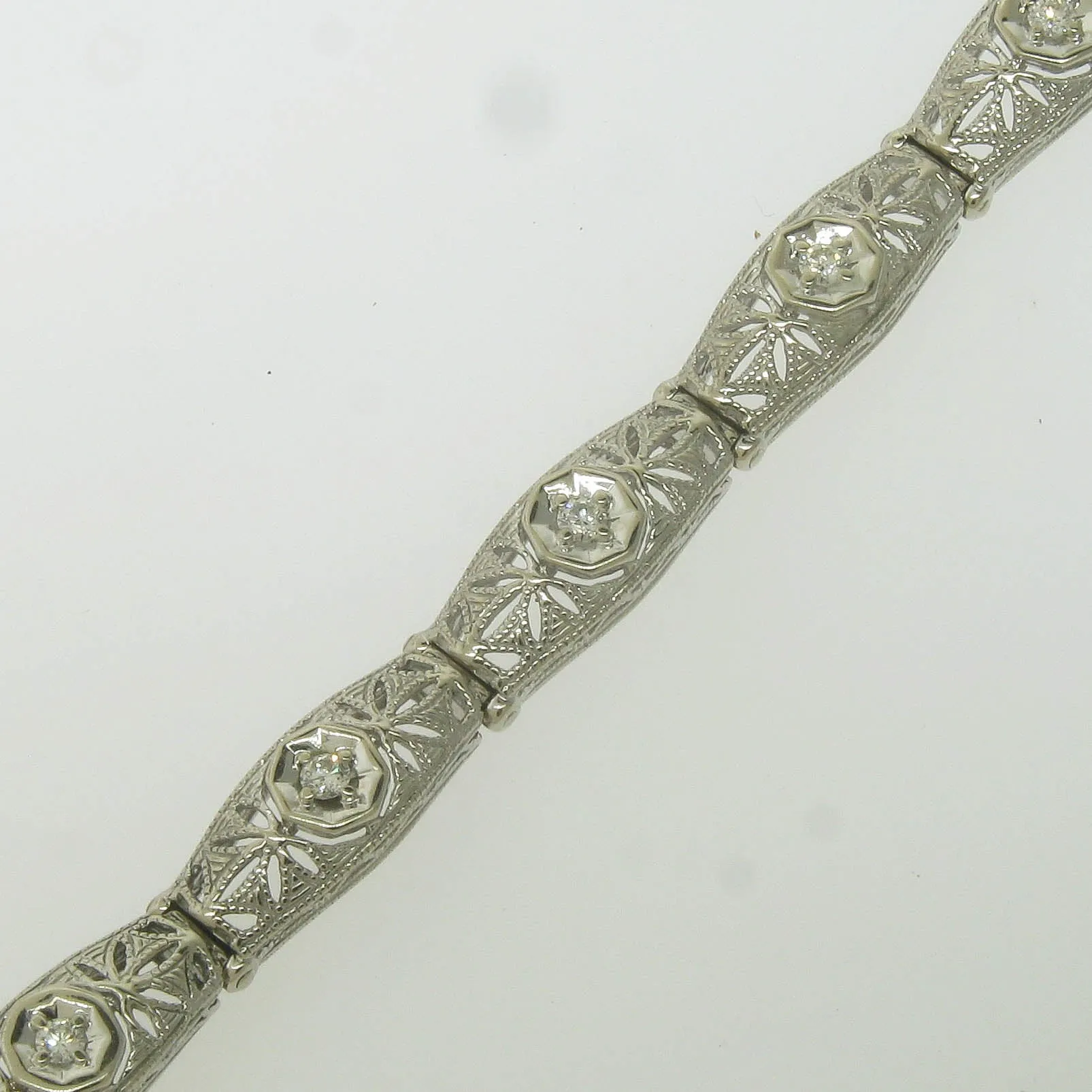 Pre-Owned 14KW Kaspar & Esh 7.5" Sectional Bracelet with Diamond Accents .60CTTW