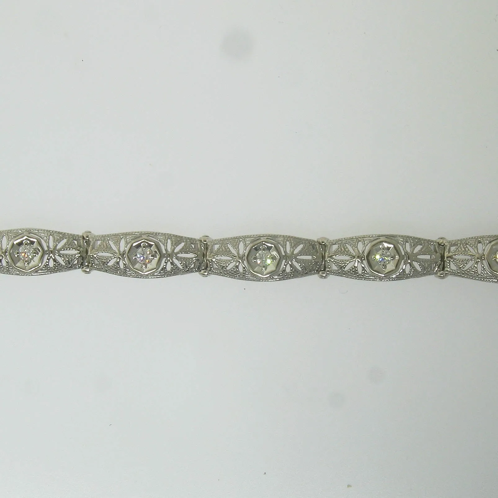 Pre-Owned 14KW Kaspar & Esh 7.5" Sectional Bracelet with Diamond Accents .60CTTW