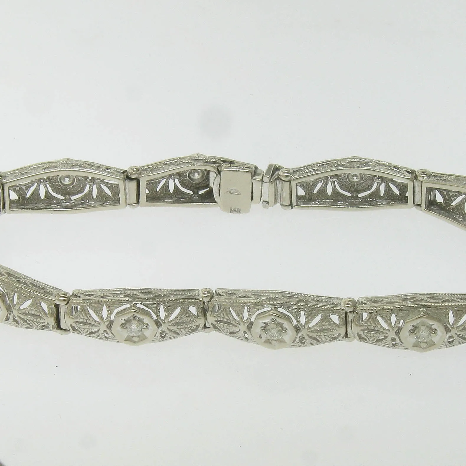 Pre-Owned 14KW Kaspar & Esh 7.5" Sectional Bracelet with Diamond Accents .60CTTW