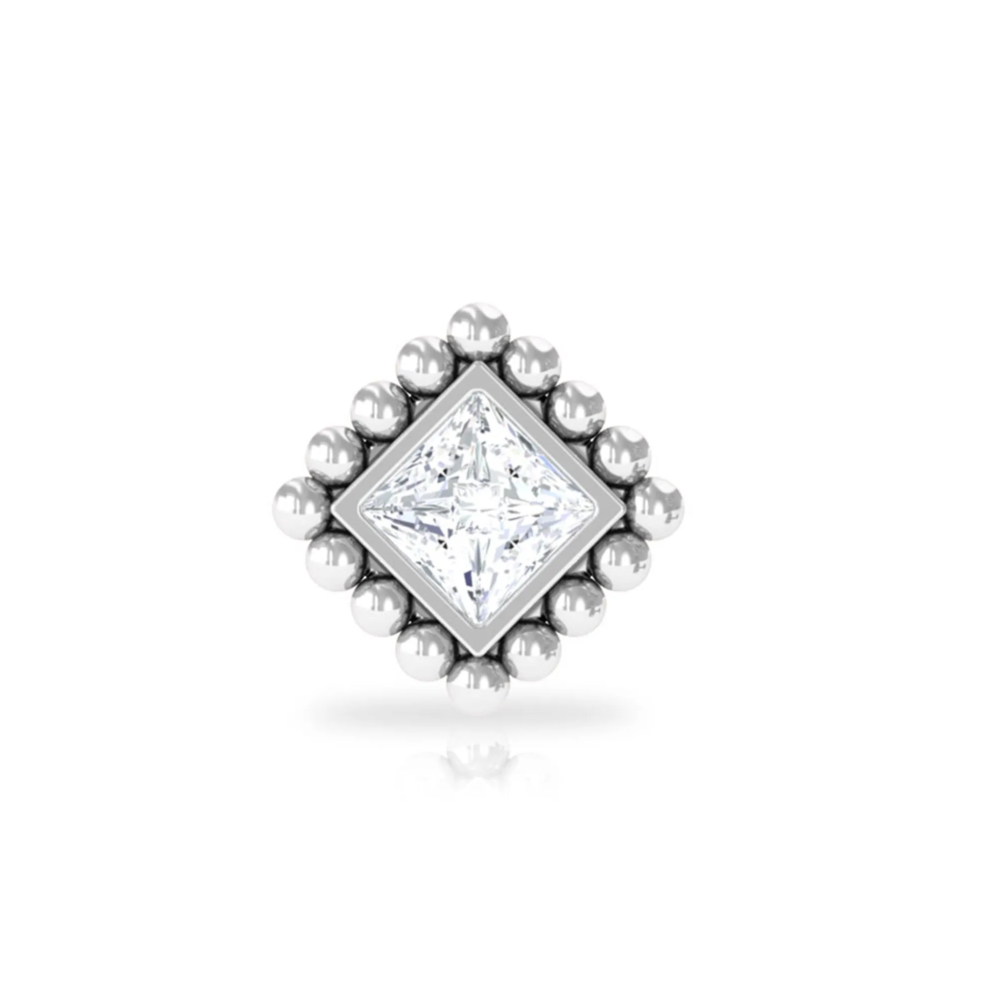 Princess Cut Moissanite Solitaire Helix Earring in Bezel Setting