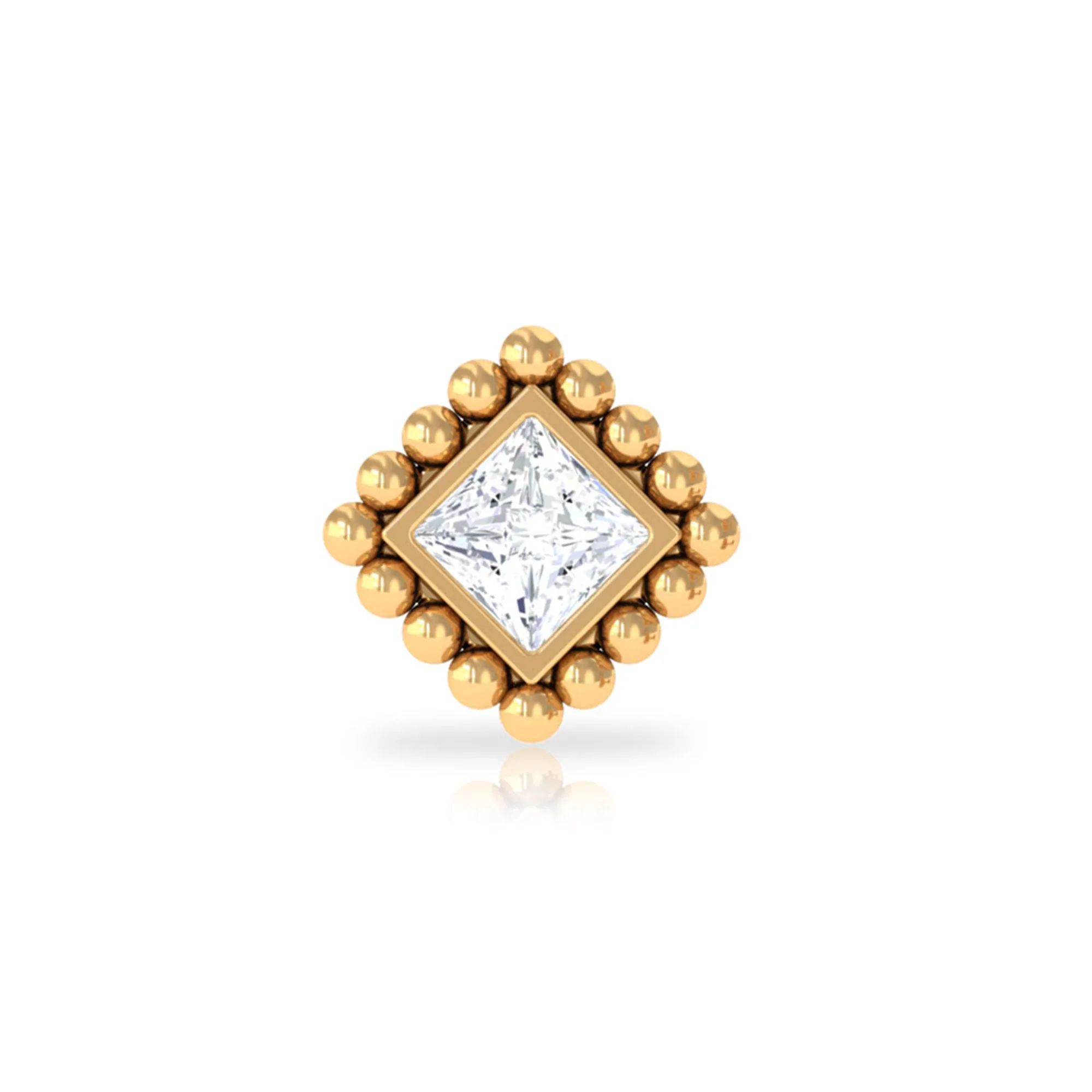 Princess Cut Moissanite Solitaire Helix Earring in Bezel Setting