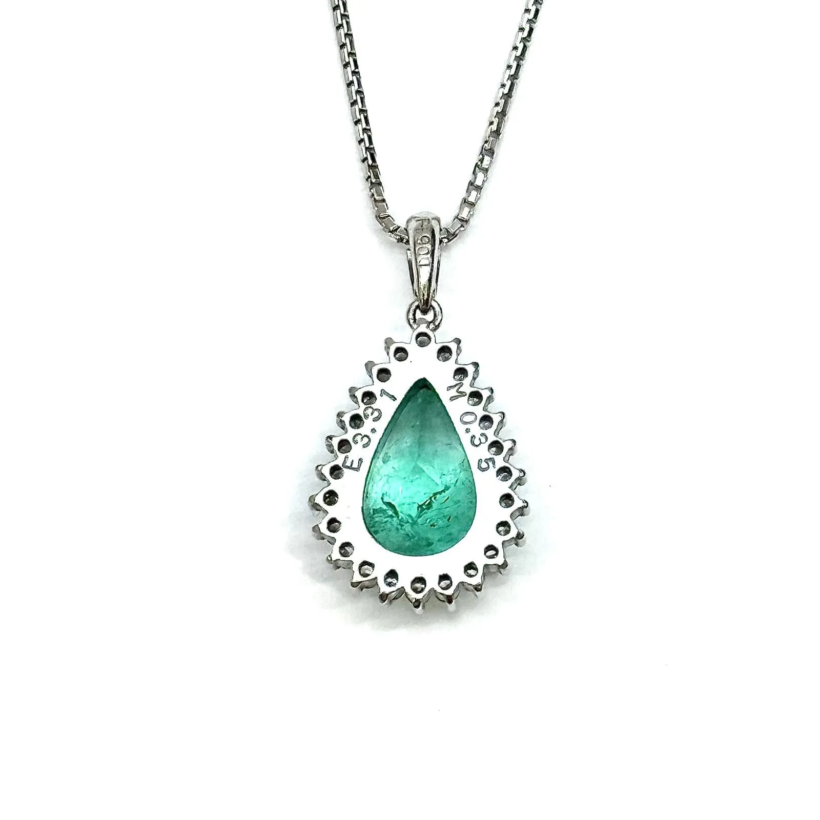 PT850 & PT900 Emerald Diamond Pendant with Box Chain