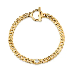 Queen Asscher Cut Diamond Hollow Cuban Bracelet