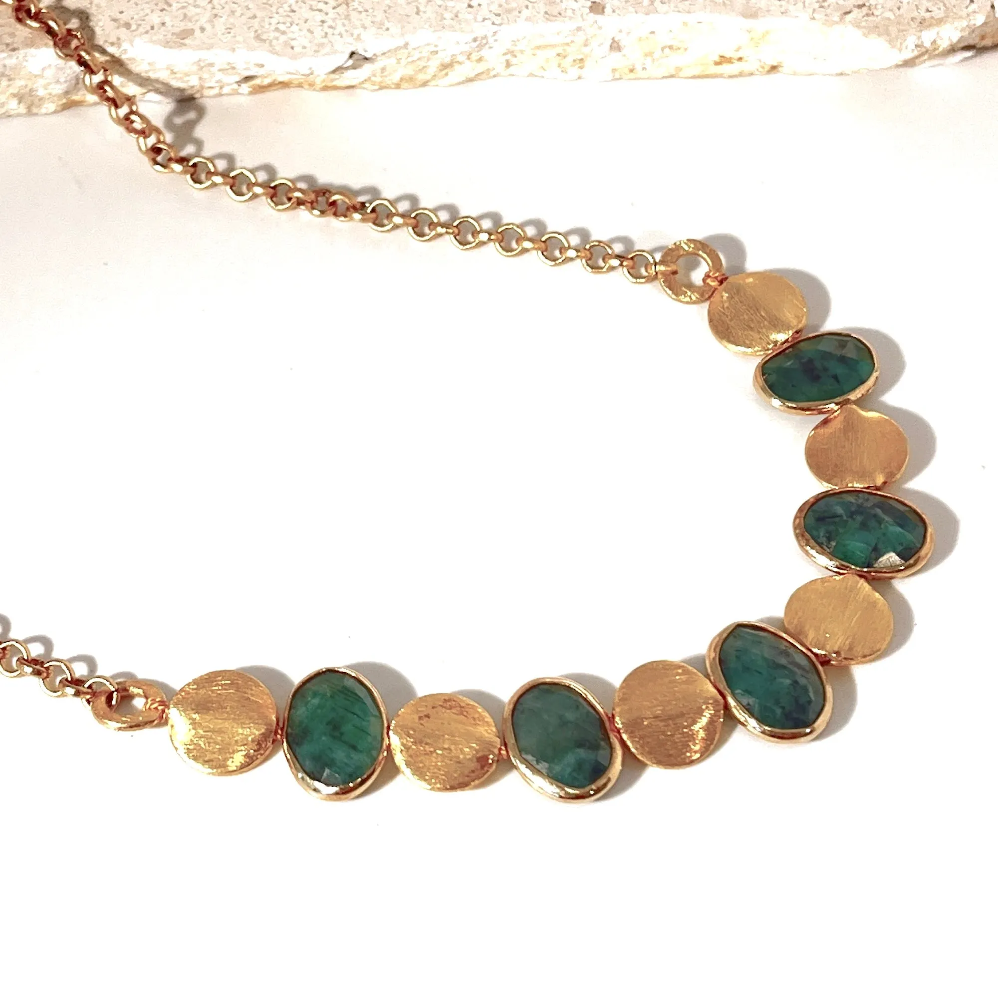 Raw Emerald & Vermeil Necklace