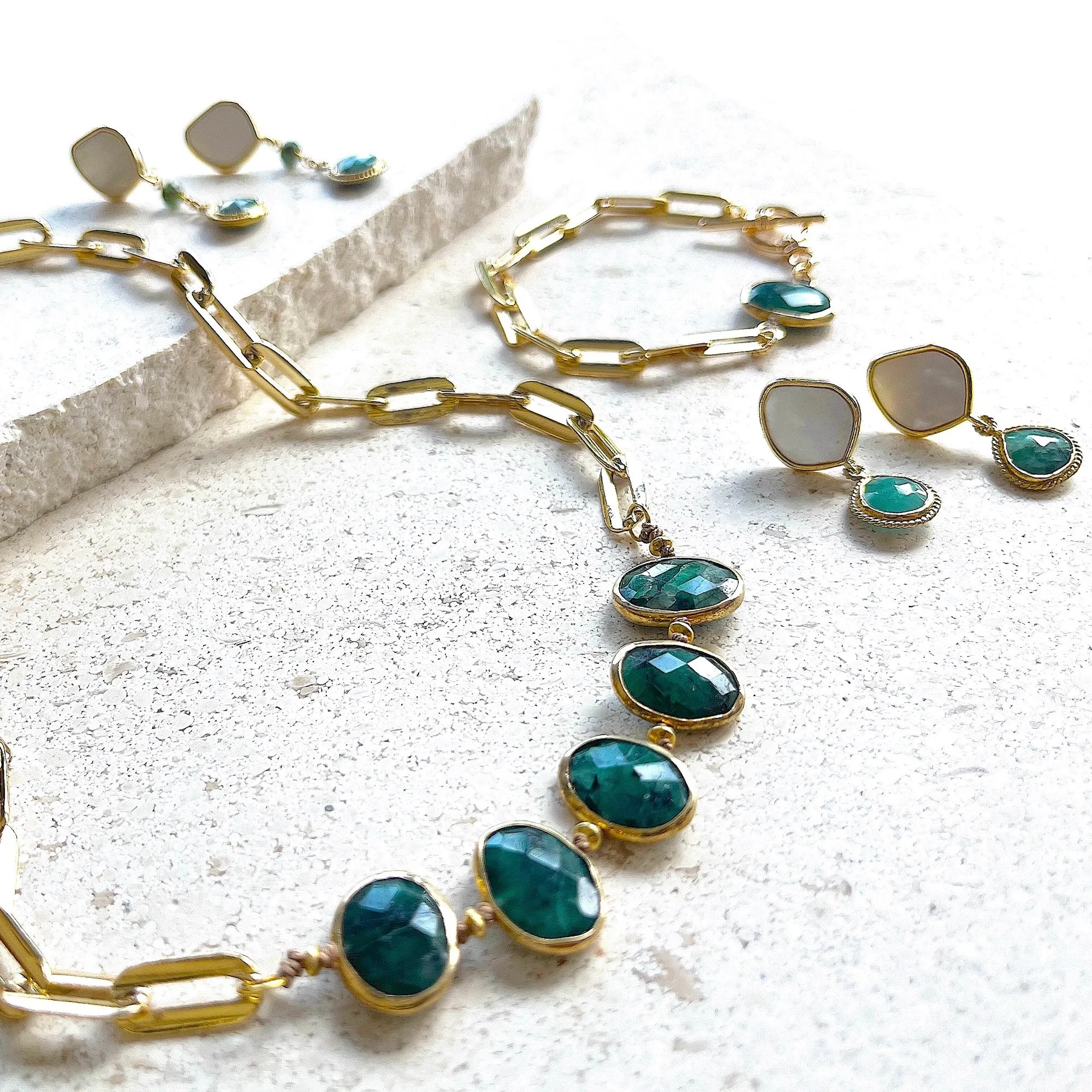Raw Emerald Bezel Necklace