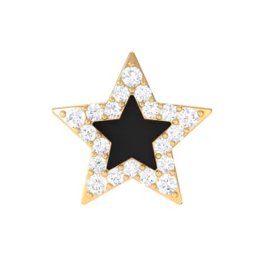 Real Moissanite Star Cartilage Earring with Black Enamel