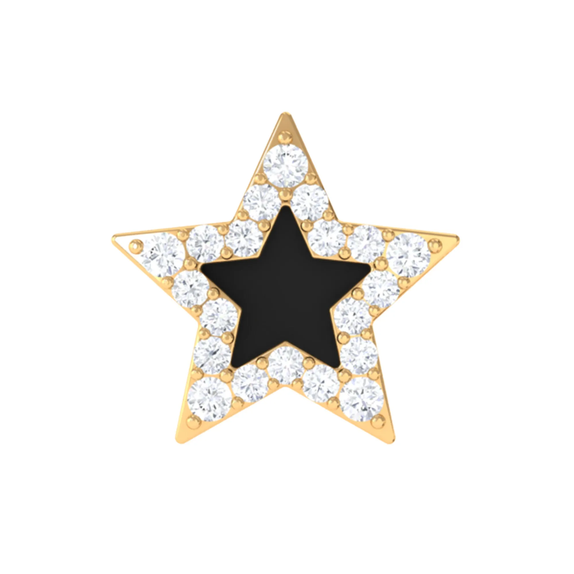Real Moissanite Star Cartilage Earring with Black Enamel