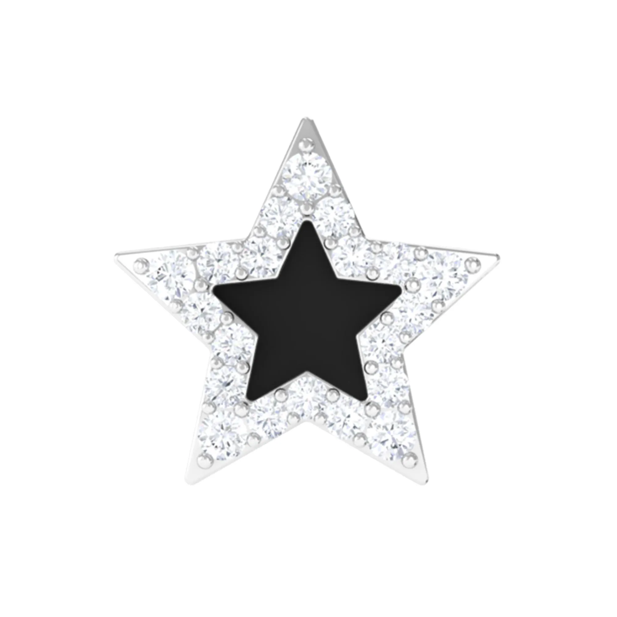 Real Moissanite Star Cartilage Earring with Black Enamel