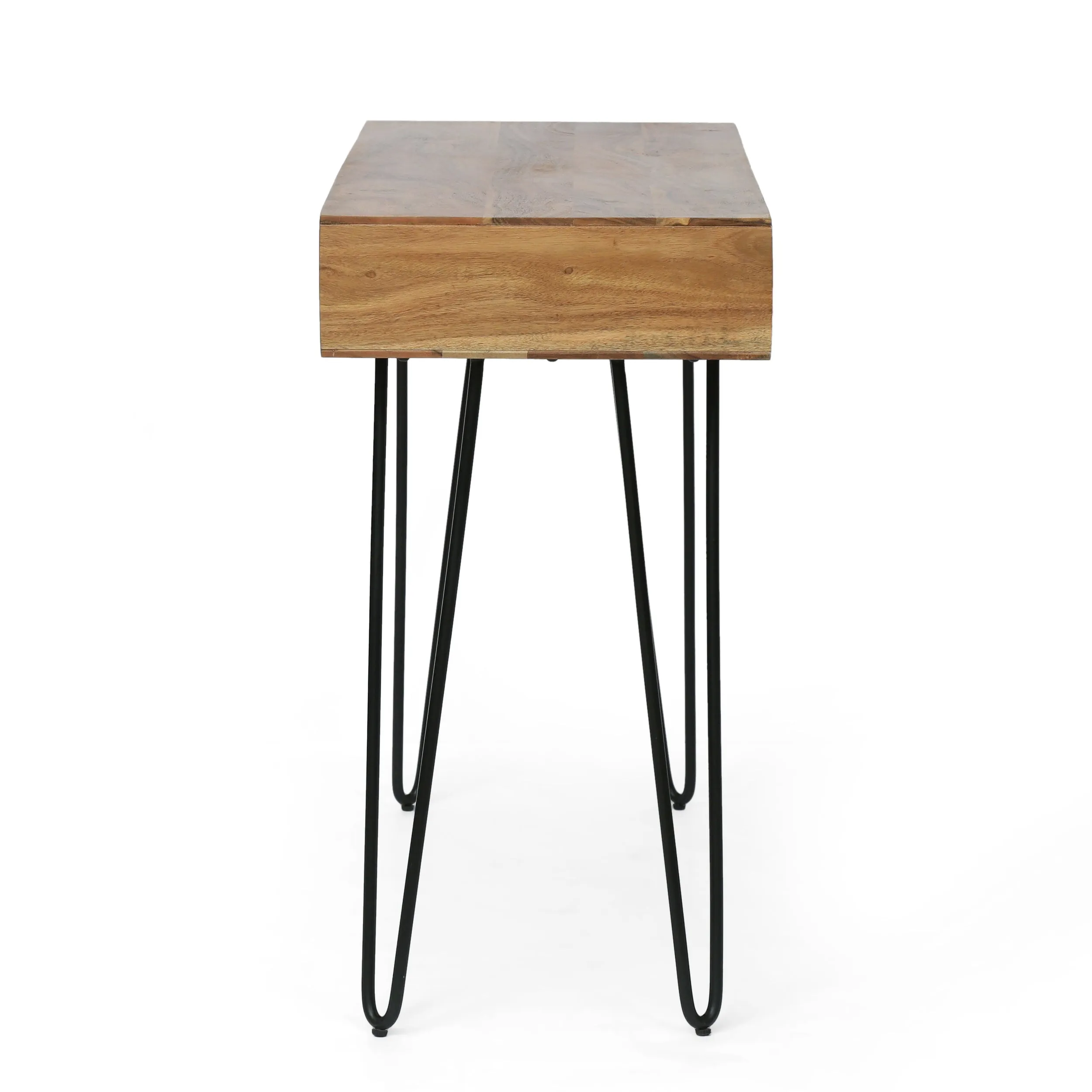 Reidsville Modern Industrial Handcrafted Acacia Wood Storage Desk with Hairpin Legs