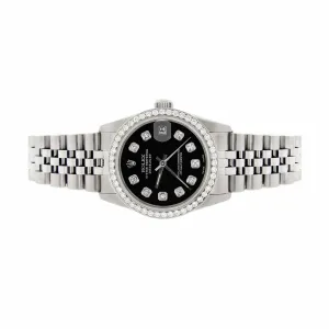 Rolex Datejust 31mm S/S Jubilee Women's Watch with Black Dial &amp; Diamond Bezel TFJ-142508077