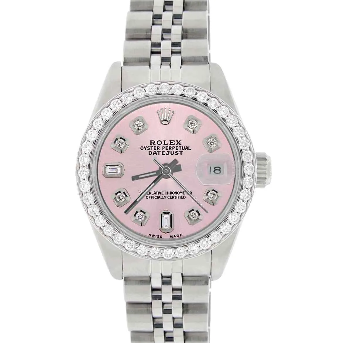 Rolex Datejust Ladies 26mm Diamond Bezel/Orchid Pink Dial Jubilee Steel Watch TFJ-142508017