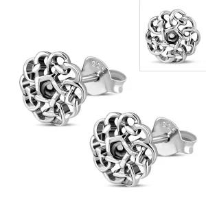 Round Celtic Knot Silver Stud Earrings