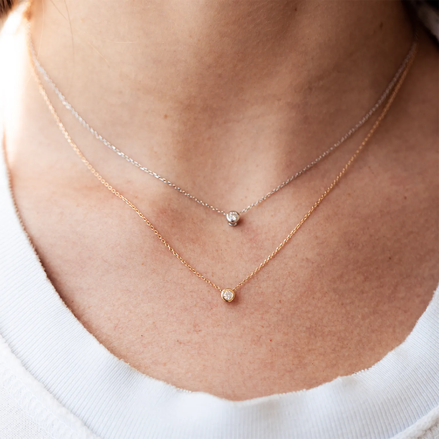 Round Diamond Bezel Necklace