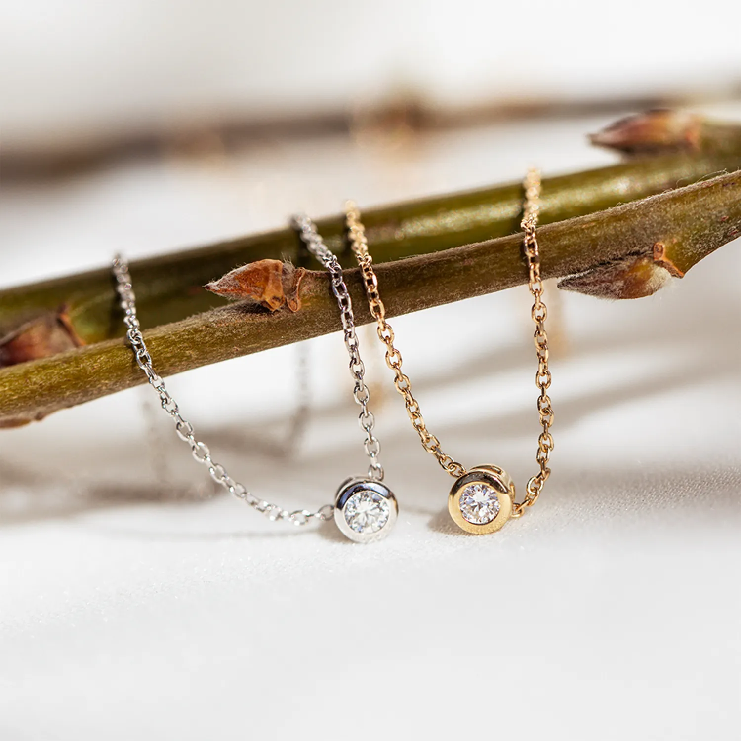 Round Diamond Bezel Necklace
