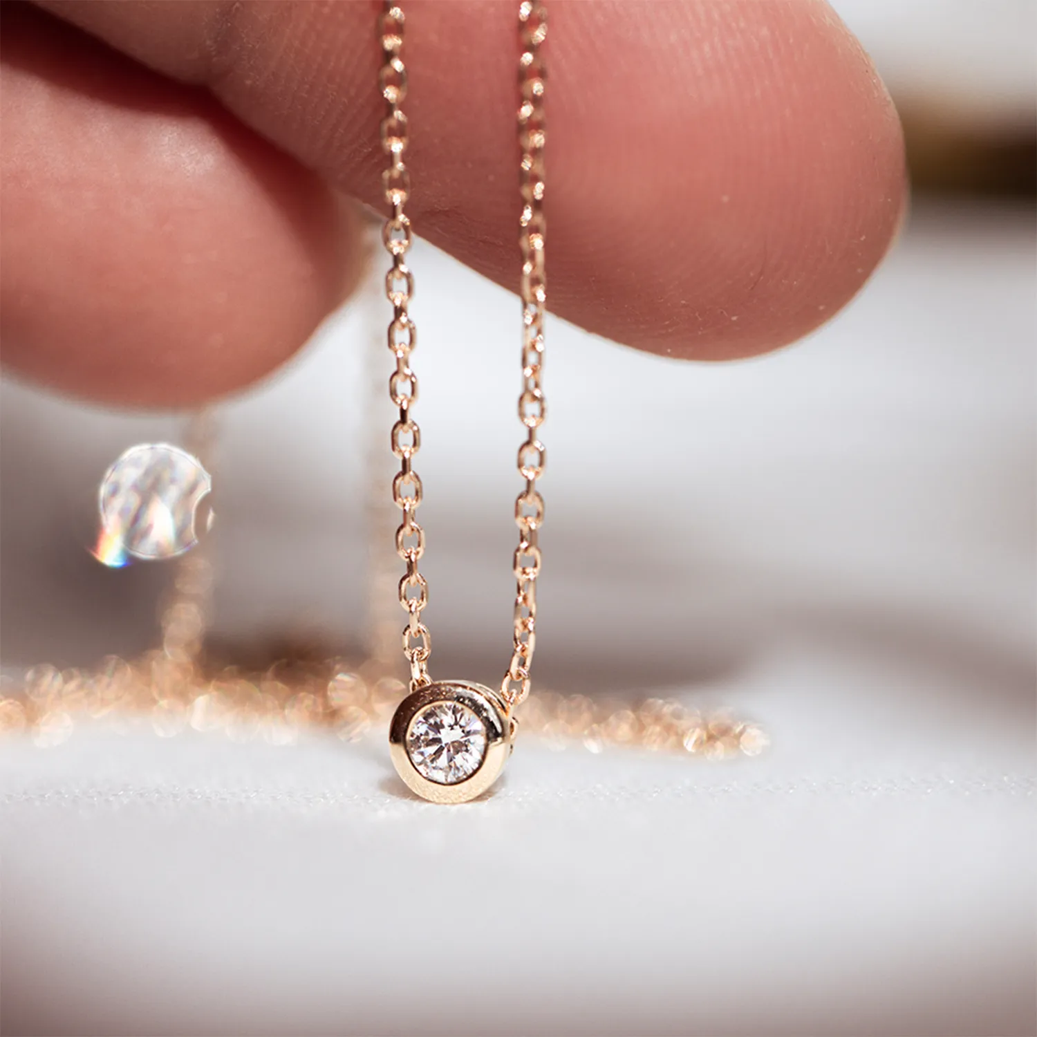 Round Diamond Bezel Necklace