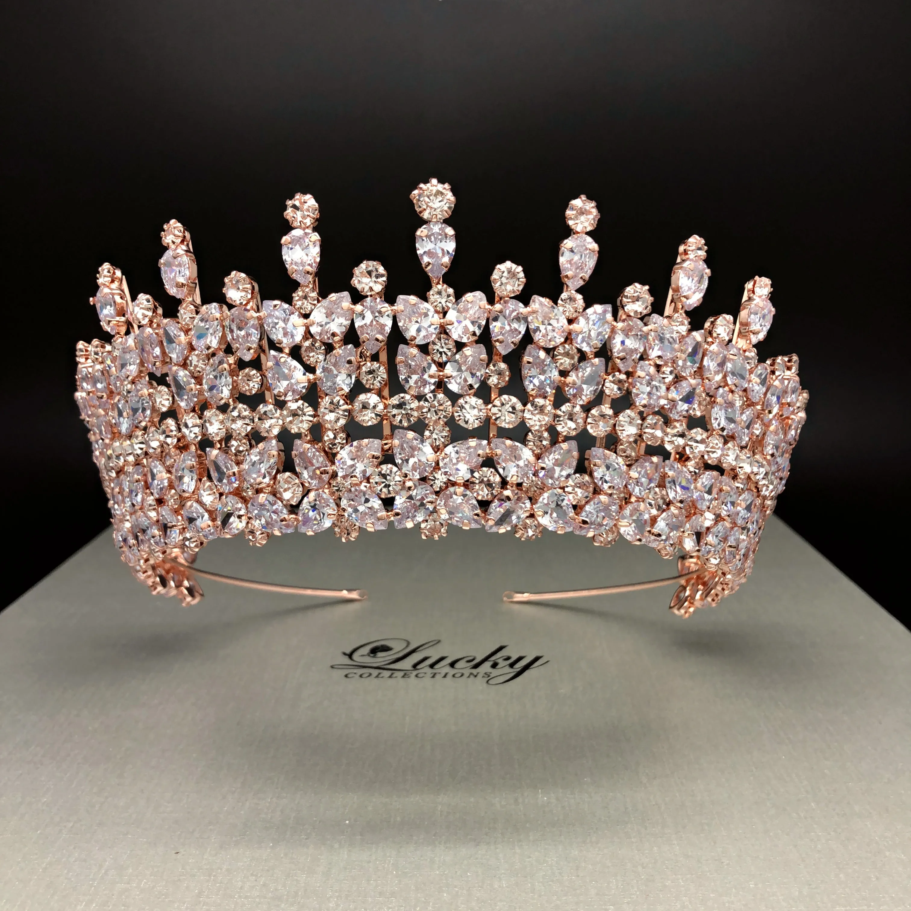 Royal Cubic Zirconia Bridal, Quinceanera Tiara, Marquise and Tear Drop CZ