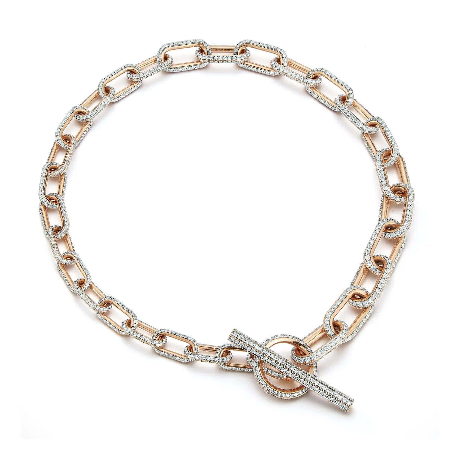SAXON 18K GOLD ALL DIAMOND GRADUATING JUMBO LINK CHOKER