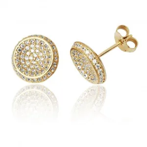 Silver & Co 24K Gold Plated CZ Stud Earrings with Pave Setting - SEG0063Y