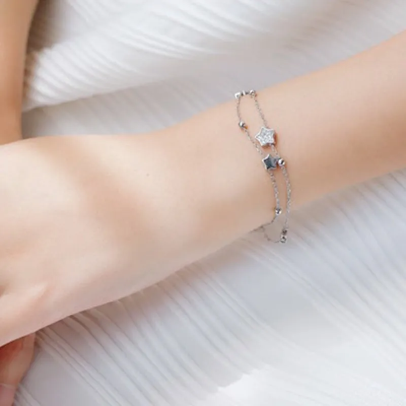 Silver-plated Bracelet Double-layer Five-pointed Star Bracelet