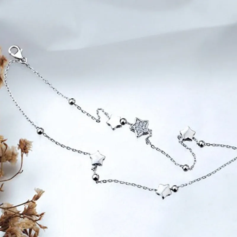 Silver-plated Bracelet Double-layer Five-pointed Star Bracelet