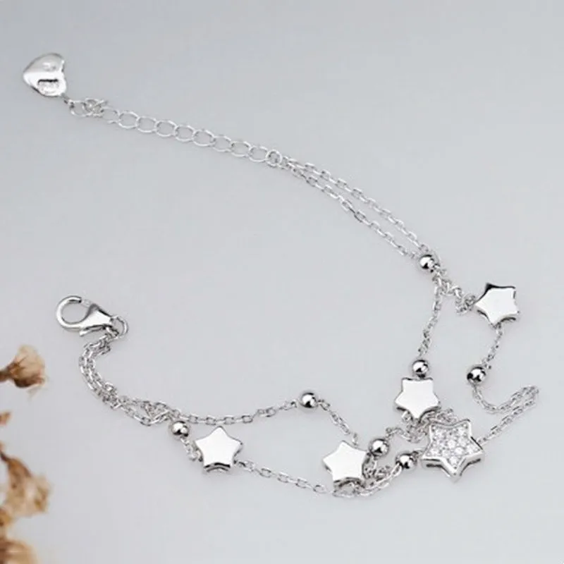 Silver-plated Bracelet Double-layer Five-pointed Star Bracelet