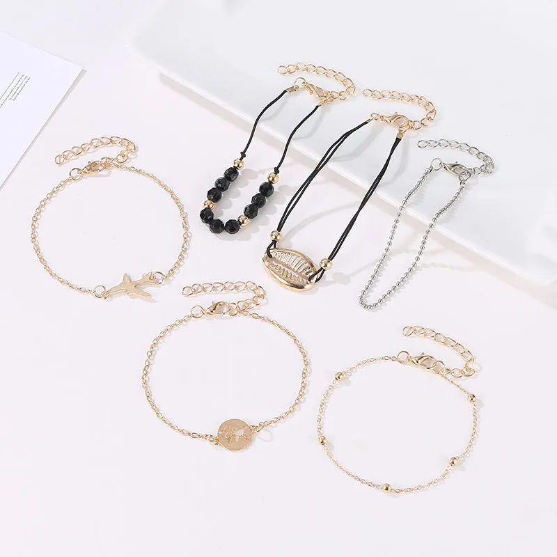 Six-piece Multi-layer Bracelet Hollow Map Set