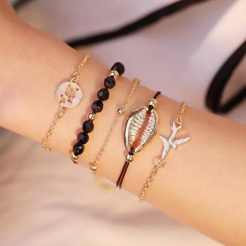Six-piece Multi-layer Bracelet Hollow Map Set