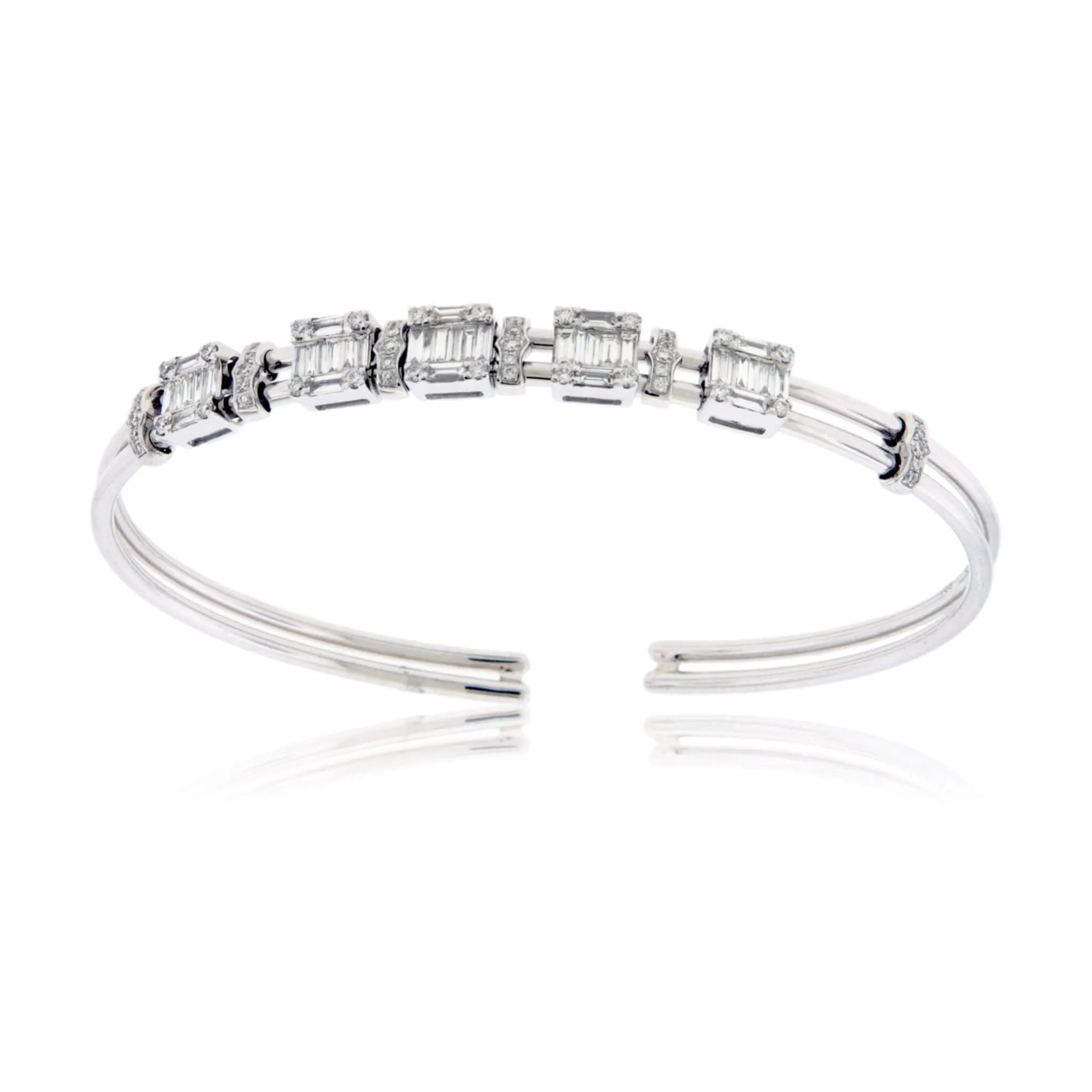 Sliding Center Diamond Cuff Style Bracelet