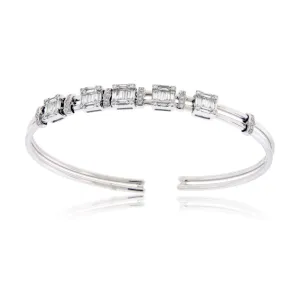 Sliding Center Diamond Cuff Style Bracelet