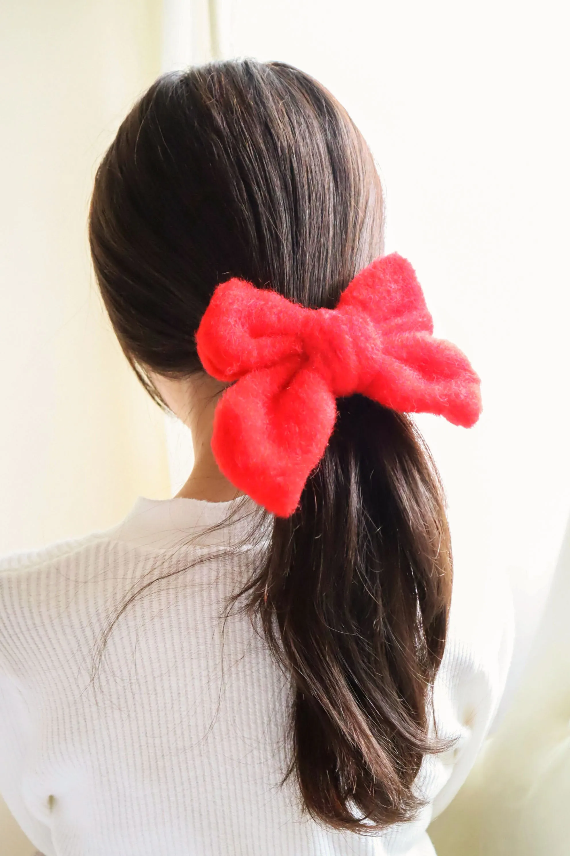 Snow Fleece Fabric Large Oversized Bow Hair Clip (4Colors)