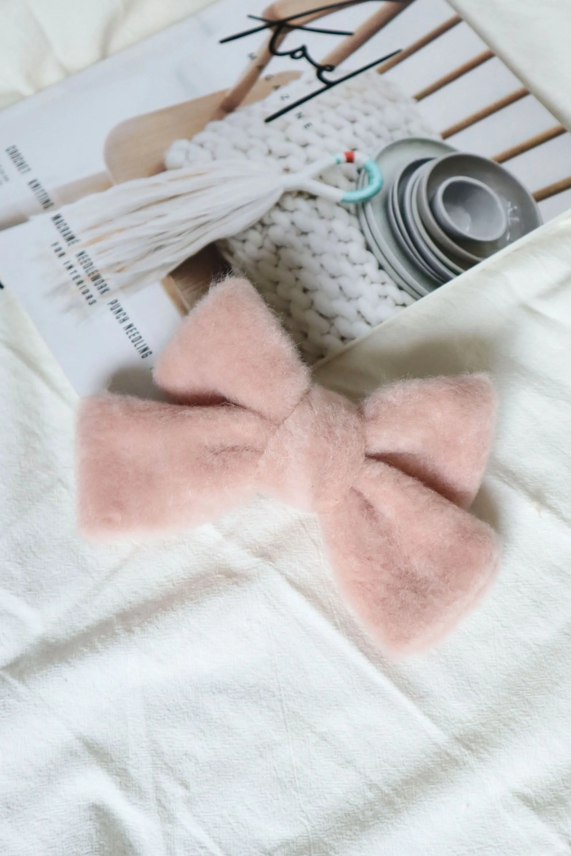 Snow Fleece Fabric Large Oversized Bow Hair Clip (4Colors)
