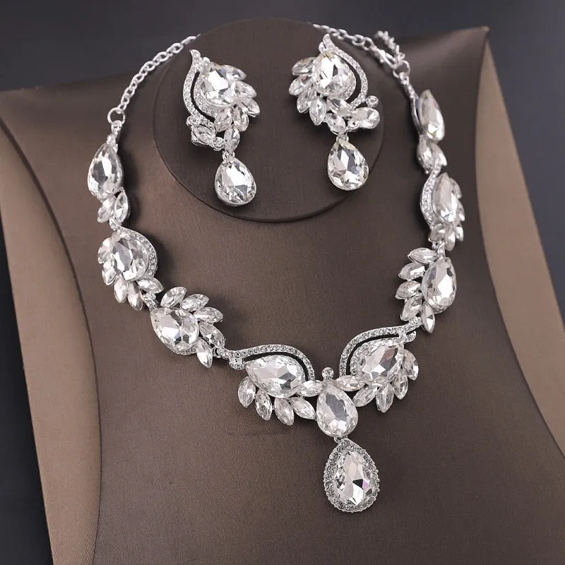 Sparkle Time Rhinestone Bridal Tiara and Jewelry Set-Crown-Earrings-Necklace