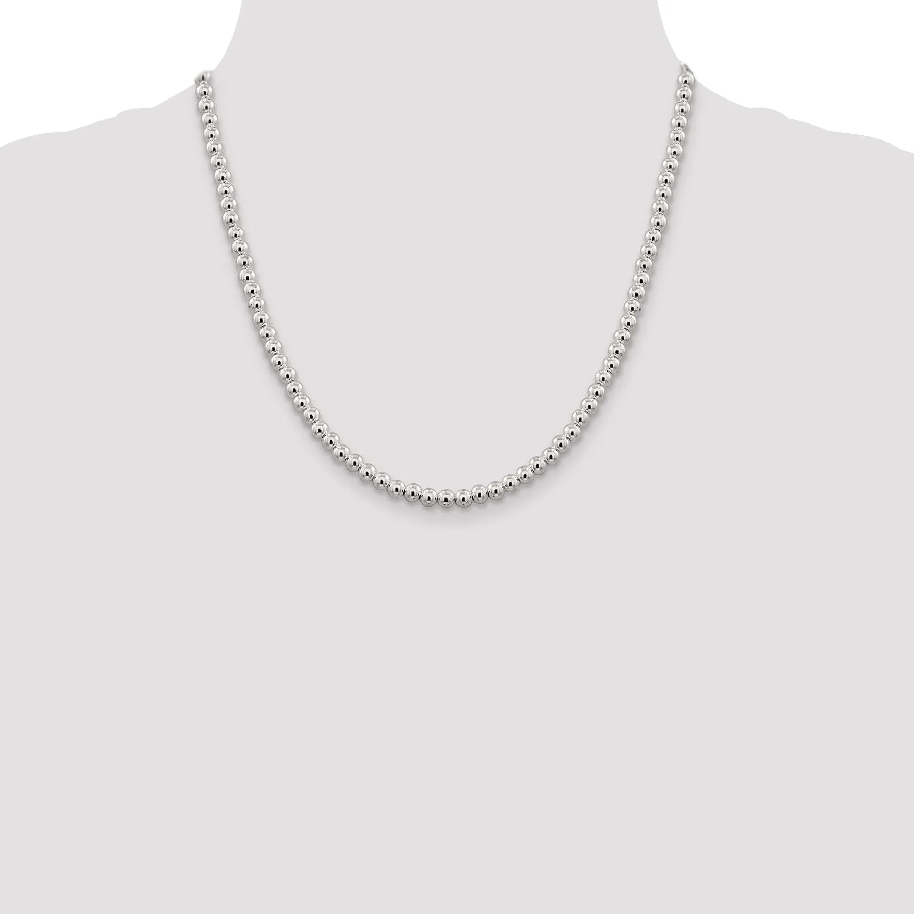 Sterling Silver Necklace Beaded Box Chain 5MM