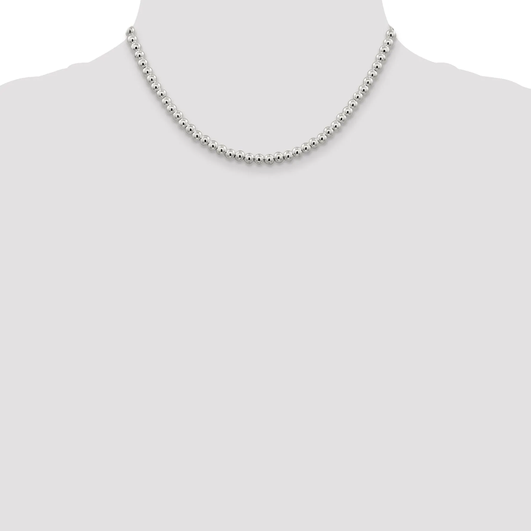 Sterling Silver Necklace Beaded Box Chain 5MM